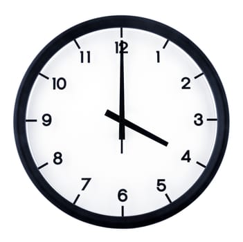 Classic analog clock pointing at 4 o'clock, isolated on white background