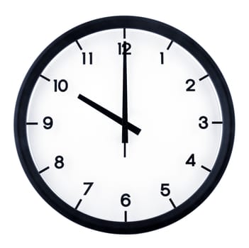 Classic analog clock pointing at 10 o'clock, isolated on white background