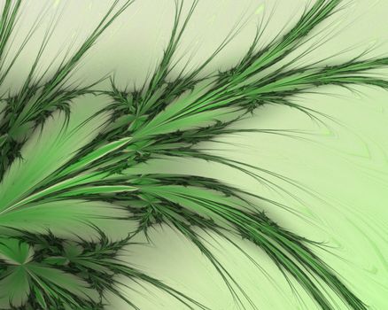 Green abstract branches on a white background - Illustration