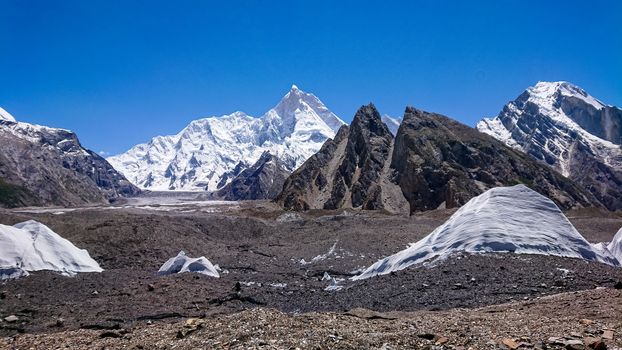 K2 and Broad Peak from Concordia in the Karakorum Mountains Pakistan