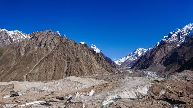 K2 and Broad Peak from Concordia in the Karakorum Mountains Pakistan