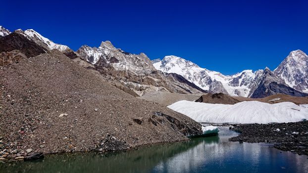 K2 and Broad Peak from Concordia in the Karakorum Mountains Pakistan