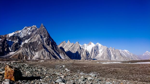 Gasherbrum mountain massif and Mitre peak, K2 trek, Gilgit Baltistan, Pakistan