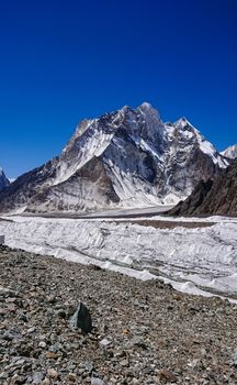 Landscape of Gasherbrum massif and Baltoro glacier, K2 Base Camp, Pakistan