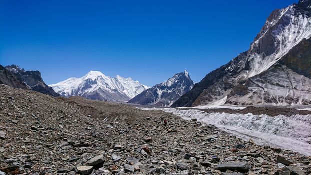 K2 and Broad Peak from Concordia in the Karakorum Mountains Pakistan