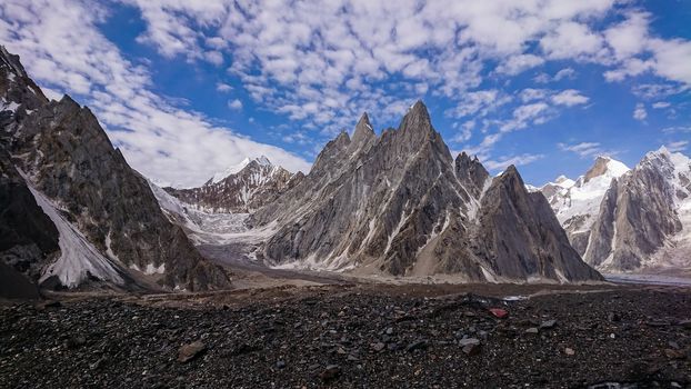 Gasherbrum mountain massif and Mitre peak, K2 trek, Gilgit Baltistan, Pakistan