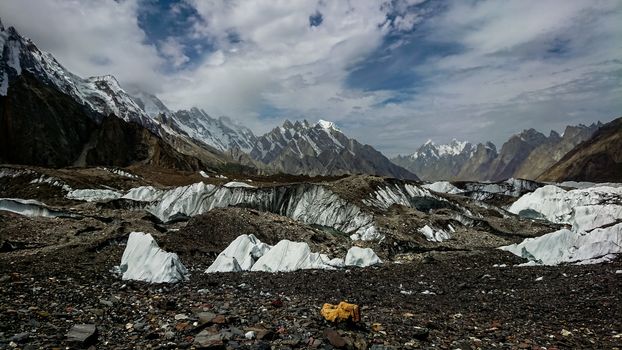 K2 and Broad Peak from Concordia in the Karakorum Mountains Pakistan