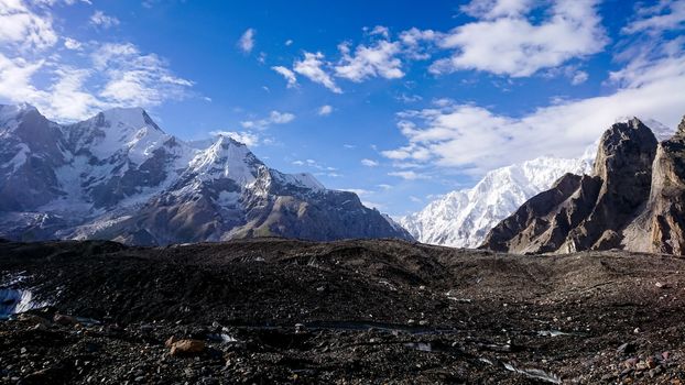 K2 and Broad Peak from Concordia in the Karakorum Mountains Pakistan