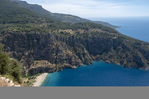 Kelebekler vadisi. Forest and beautiful sea in Mediterranean. butterfly Valley