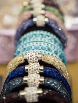 stylish bracelet wuth shiny stones on display