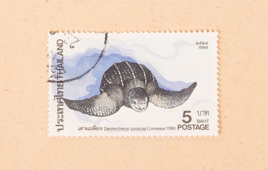 THAILAND - CIRCA 1986: A stamp printed in Thailand shows a turtle, circa 1986