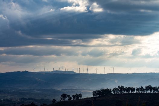 Wind turbines. Wind power generators. Alternative energy, reduce global warming. Reduce insufficient energy problems.