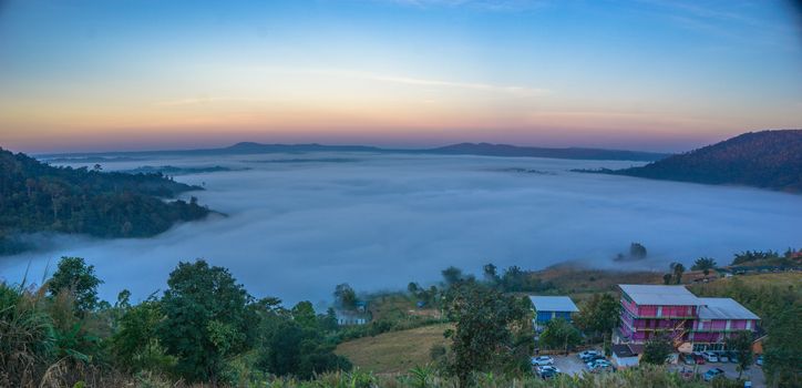 Mist. Cool atmosphere in the morning in the valley