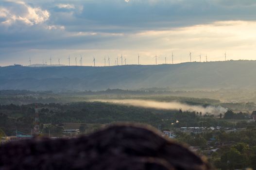 Wind turbines. Wind power generators. Alternative energy, reduce global warming. Reduce insufficient energy problems.