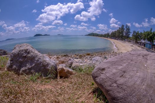 Rocks, beaches and emerald sea at Sairee Beach, Chumphon Province