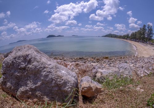 Rocks, beaches and emerald sea at Sairee Beach, Chumphon Province