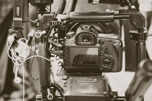 Professional camera equipment,Film production crew
