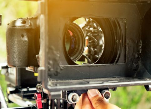 Professional camera equipment,Film production crew
