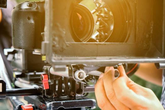 Professional camera equipment,Film production crew