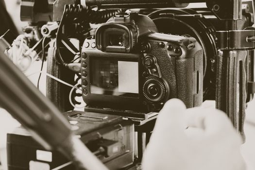 Professional camera equipment,Film production crew