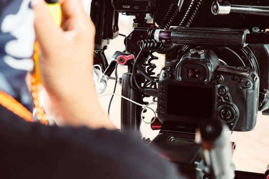 Professional camera equipment,Film production crew