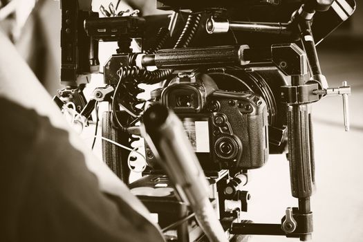 Professional camera equipment,Film production crew