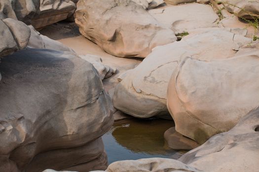 Beautiful amazing of rocks, Natural of rock canyon in mekhong river , Hat Chom Dao, Ubon Ratchathani province, North east Thailand