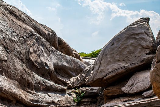 Beautiful amazing of rocks, Natural of rock canyon in mekhong river , Hat Chom Dao, Ubon Ratchathani province, North east Thailand