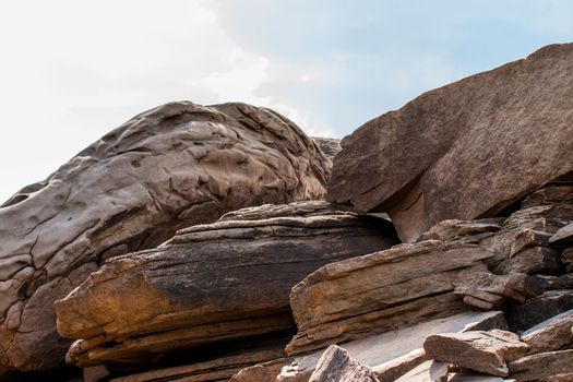 Beautiful amazing of rocks, Natural of rock canyon in mekhong river , Hat Chom Dao, Ubon Ratchathani province, North east Thailand