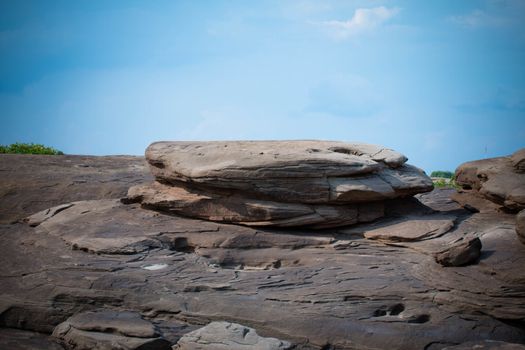 Beautiful amazing of rocks, Natural of rock canyon in mekhong river , Hat Chom Dao, Ubon Ratchathani province, North east Thailand