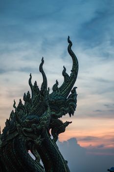 beautiful naga statue or King of nagas Serpent animal in Buddhist legend