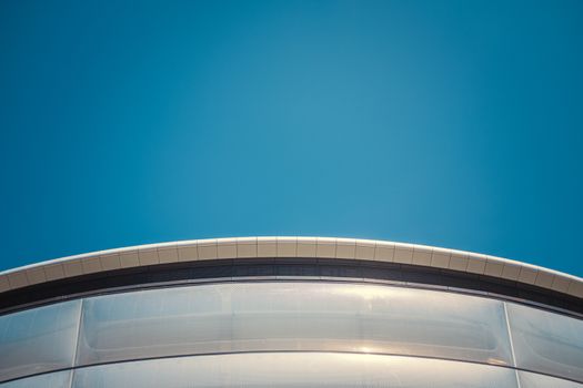 Abstract Detail Of A Curved Section Of A Contemporary Modernist Building With Copy Space