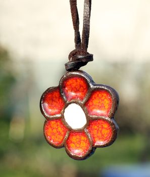 Beautiful hand made polymer clay flowers pendant 
