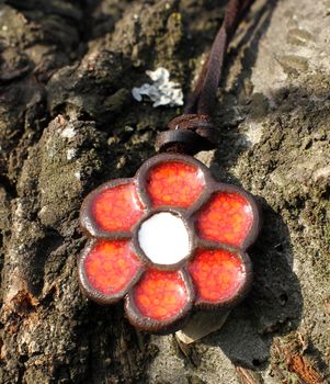 a Beautiful hand made polymer clay flowers pendant
