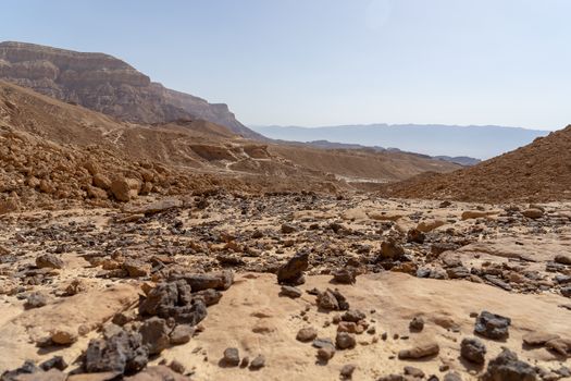 Hiking in desert nature landscape for health and vacation