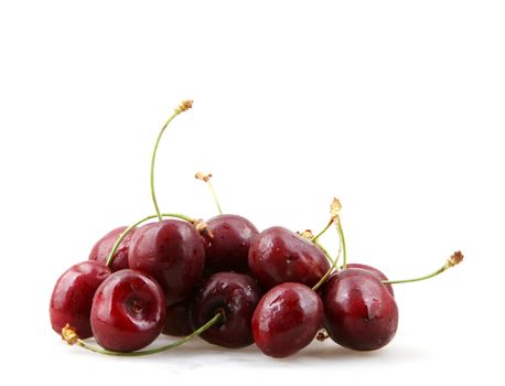 Closeup Of Ripe Cherry On White Background