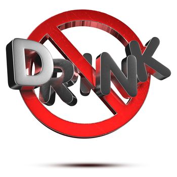 Drink text 3d rendering on white background.(with Clipping Path).