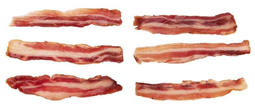 Raw bacon isolated on white background