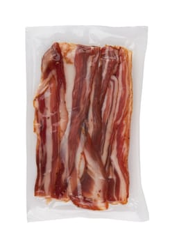 Raw bacon isolated on white background