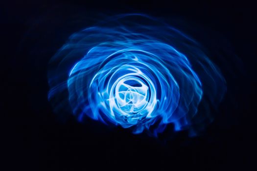 Sound waves in the visible blue color in the dark