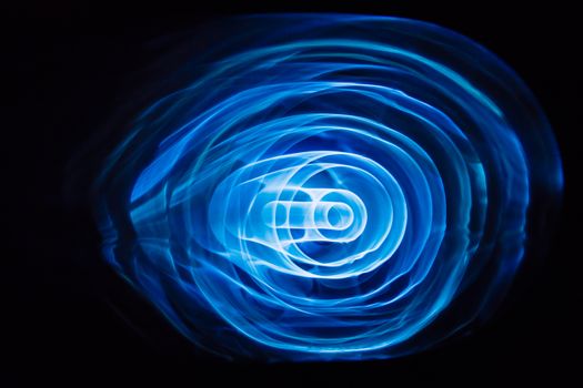 Sound waves in the visible blue color in the dark