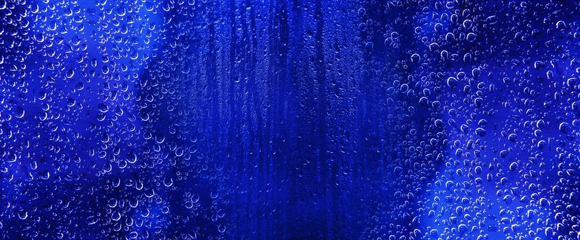 Car Wash Wet Blue Banner. Water Drops Backdrop.