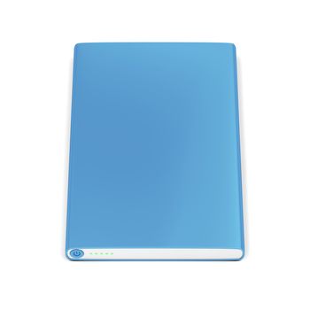 Blue power bank on white background