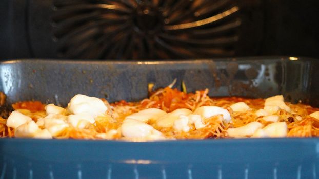 close up of lasagne
