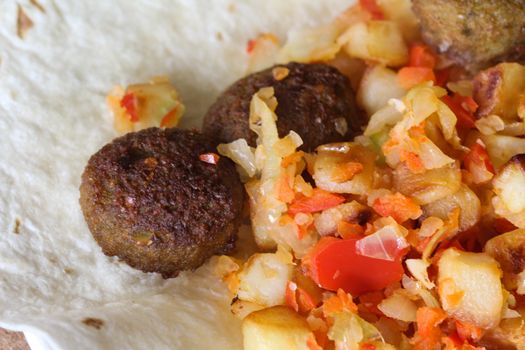 close up of baked falafel