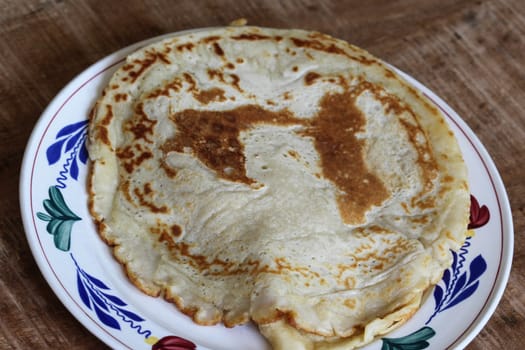 close up of baked pancake in the kitchen