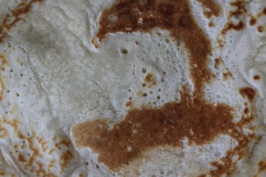 close up of baked pancake in the kitchen