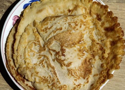 close up of baked pancake in the kitchen