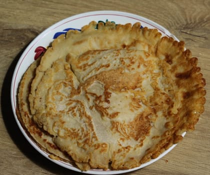 close up of baked pancake in the kitchen