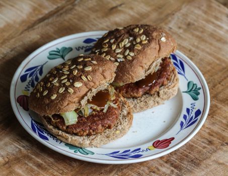 close up of vegetarian soja burger